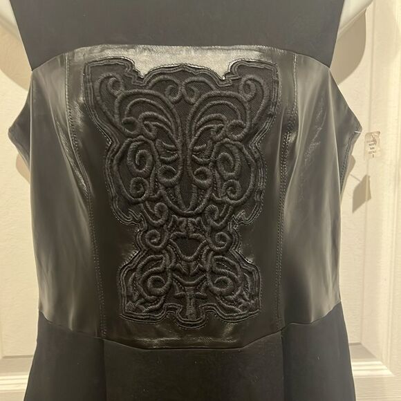 Rachel Roy Black Leather and Fabric Fit & Flare‎ Sleeveless Dress Size 8 NWT - Picture 3 of 15